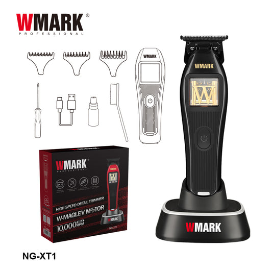 WMARK NG-XT1 Vector Motor Detail Trimmer – Makineri Profesionale për Prerje Precize Flokësh dhe Mjekre (10,000RPM, 2000mAh, Thika DLC 0.1mm)