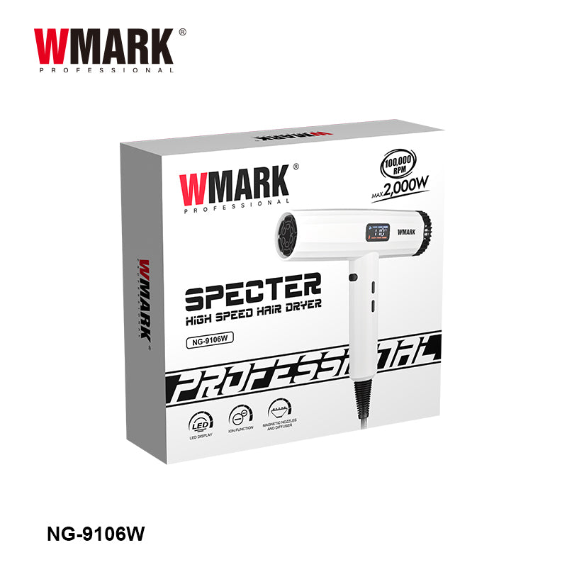 WMARK NG-9106W Professional Hair Dryer – 110,000 RPM DC Motor, 3 Speeds & 3 Heat Levels