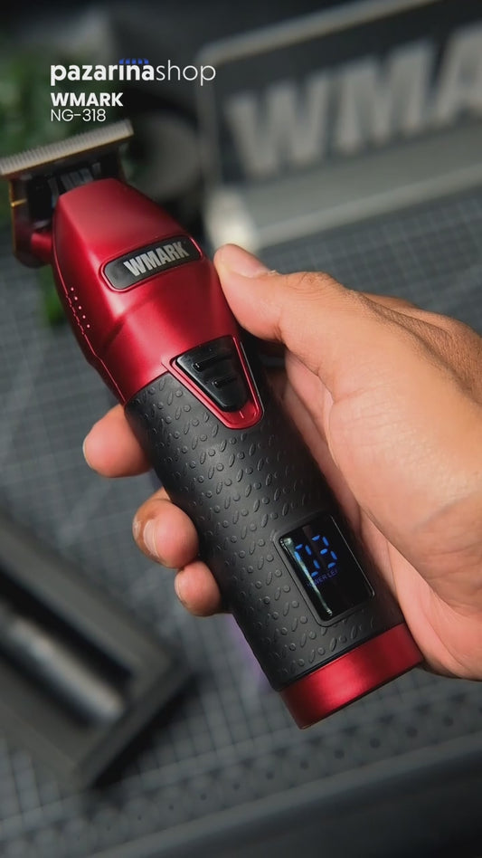 WMARK NG-318 Professional Detail Trimmer – Digital Display Cordless T-Blade Hair Clipper 0.1mm Outliner