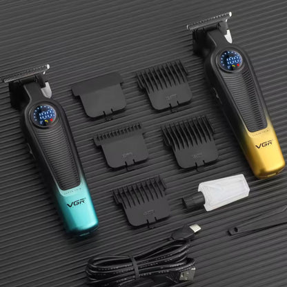 VGR V-996 – Makinë Profesionale Rroje pa Kabull me Ekran LED, Teh Titanium & Qeramik, 7000 RPM, Bateri 2000mAh