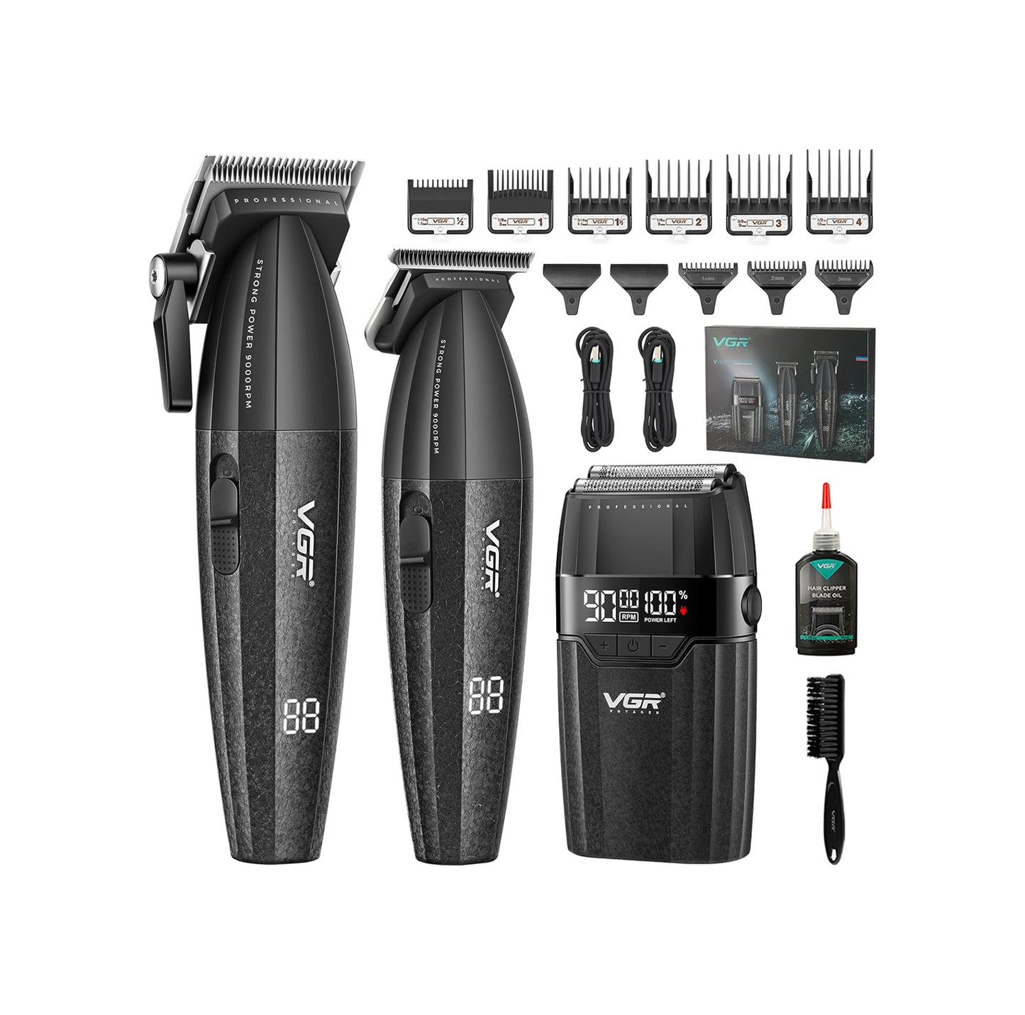 VGR 640S3 Set Profesional 3-në-1 | 9000 RPM Makineri Prerjeje, Trimmer & Rrojë Foli për Meshkuj