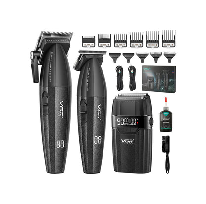VGR 640S3 Set Profesional 3-në-1 | 9000 RPM Makineri Prerjeje, Trimmer & Rrojë Foli për Meshkuj