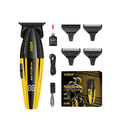 VGR V-285T Professional Hair Trimmer – Zero Gap T-Blade, 9000RPM Motor, LED Display & USB Rechargeable