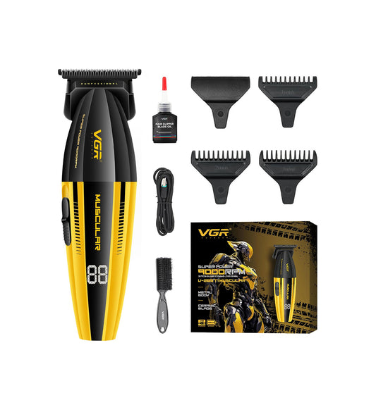 VGR V-285T Professional Hair Trimmer – Zero Gap T-Blade, 9000RPM Motor, LED Display & USB Rechargeable