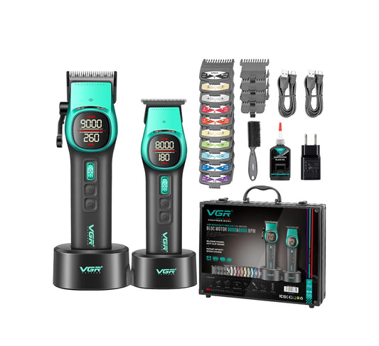 VGR V-885 S2 – Set Profesional Clipper & Trimmer pa Kabllo me 21 Shpejtësi, LED Display