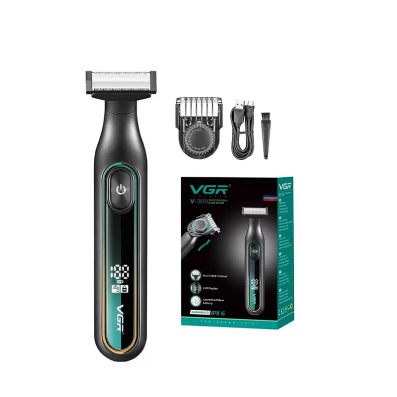 VGR V-360 OneBlade Trimmer & Shaver për Mjekër dhe Trup – IPX5 Waterproof, 0.5–9mm, Digital Display
