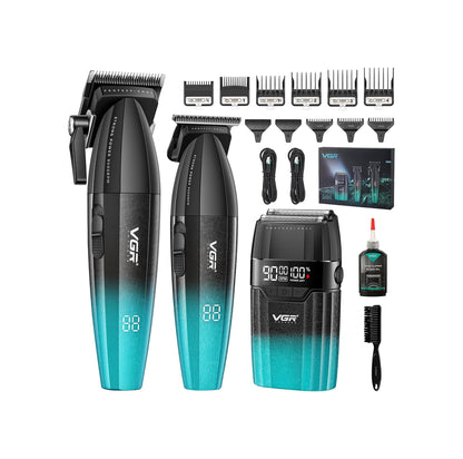 VGR 640S3 Set Profesional 3-në-1 | 9000 RPM Makineri Prerjeje, Trimmer & Rrojë Foli për Meshkuj