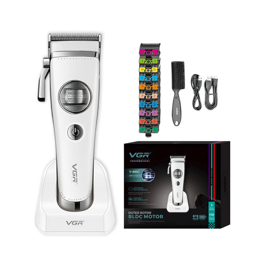 VGR V-880C – Makina Profesionale për Prerje Flokësh | Barber Clipper 9000 RPM & Motor i Fuqishëm DC
