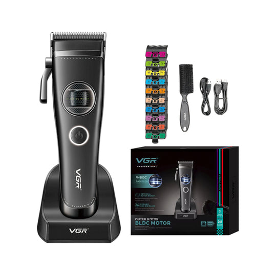 VGR V-880C – Makina Profesionale për Prerje Flokësh | Barber Clipper 9000 RPM & Motor i Fuqishëm DC