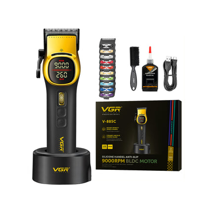 VGR V-885C Gold – Makina Profesionale për Prerje Flokësh, 9000RPM, Bateri 4600mAh