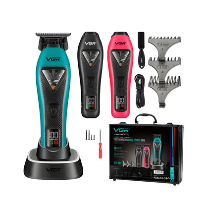VGR V-035T Professional Hair Trimmer – 9000 RPM Vector Motor, DLC Blades, LED Display & USB-C Charging