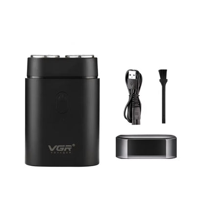 VGR V-341 Mini Rrojëse Elektrike për Meshkuj – Dy Tehe Inox, Ekran LED, USB, IPX6 Waterproof