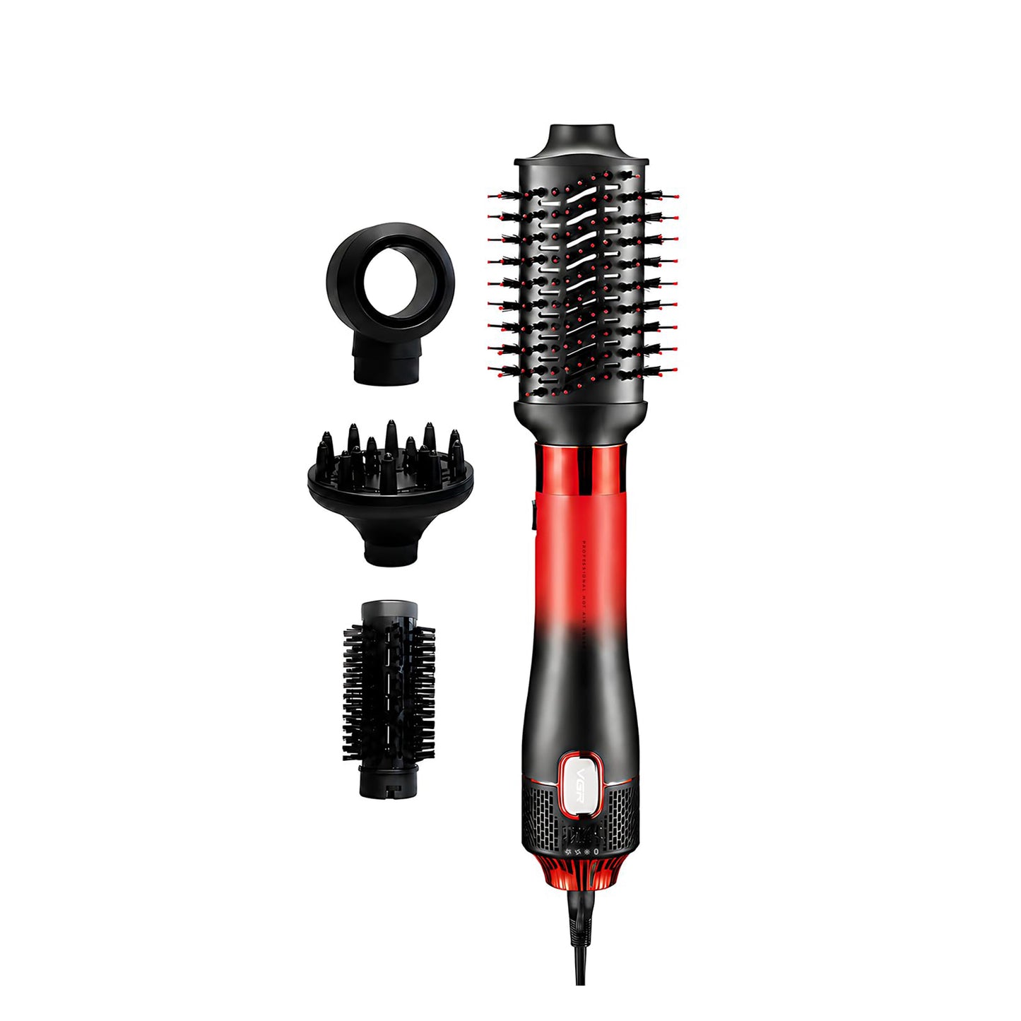 VGR V-484 4-në-1 Hot Air Brush Profesionale 1000–1100W | Furçë për Flokë për Tharje të Shpejtë, Volum dhe Stilim me 4 Aksesorë
